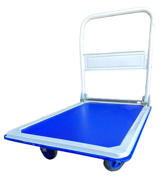 X Factor Foldable Platform Truck Push Cart Dolly with Swivel Wheels, Hand Truck Rolling Flatbed Cart 660 Lb Heavy Duty Weight Capacity, with Collapsible Push Handle Flat Bed Wagon (Blue)