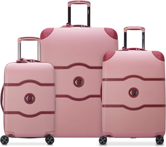 DELSEY Paris Chatelet Hardside Luggage with Spinner Wheels, Pink, 3 Piece Set 19/24/28