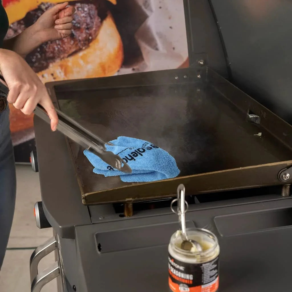 22 Inch Blackstone Griddle with Lid, Nonstick On The Go Tabletop Gas Griddle Outdoor Grill Combo with Blackstone Portable Prep Table, Blackstone Accessories, Seasoning and Wholesalehome Gloves & Cloth